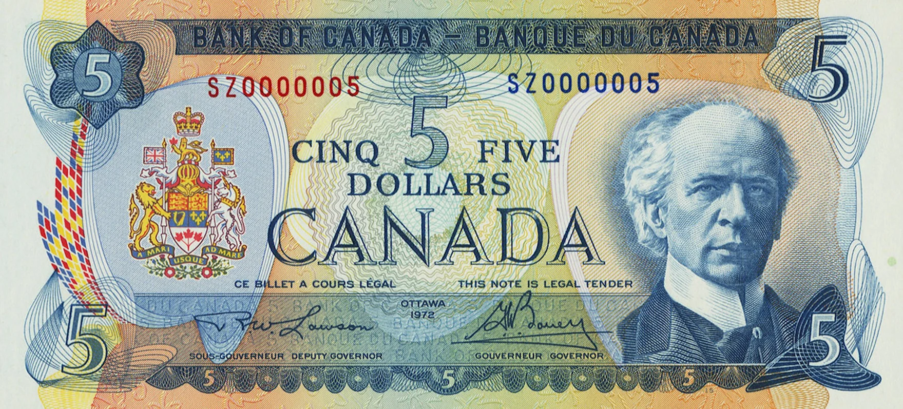 Canadian $5 Bill (Lawson-Bouey) - Image 4