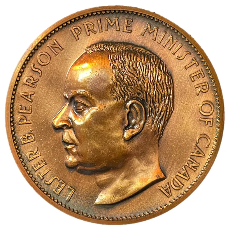Lester Pearson Canada's Own Flag Color Medallion (1964) - Image 2
